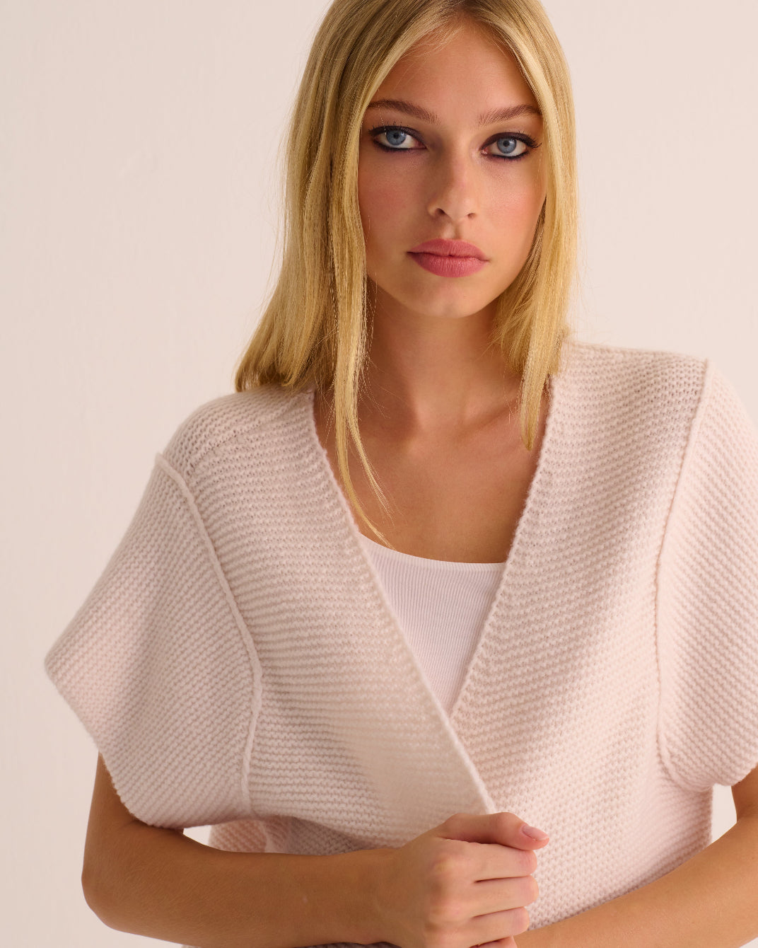 Ivory Alpaca Short Sleeve Shrug - Loungewear