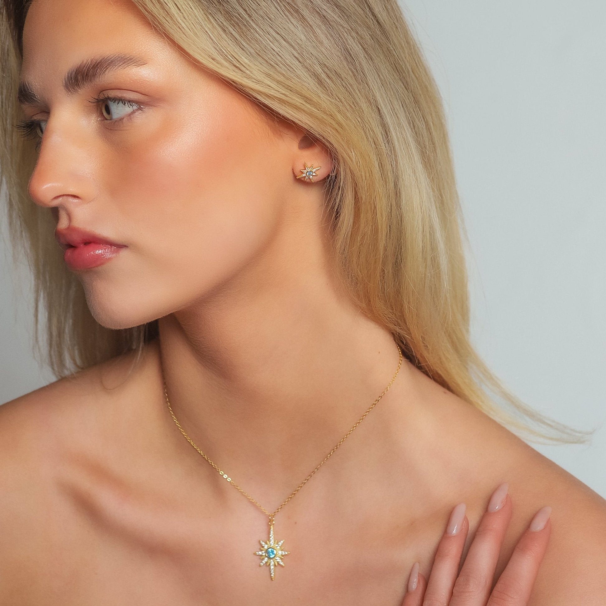 Ursa Birthstone Star Stud Earrings | 18K Gold Plated - Earrings