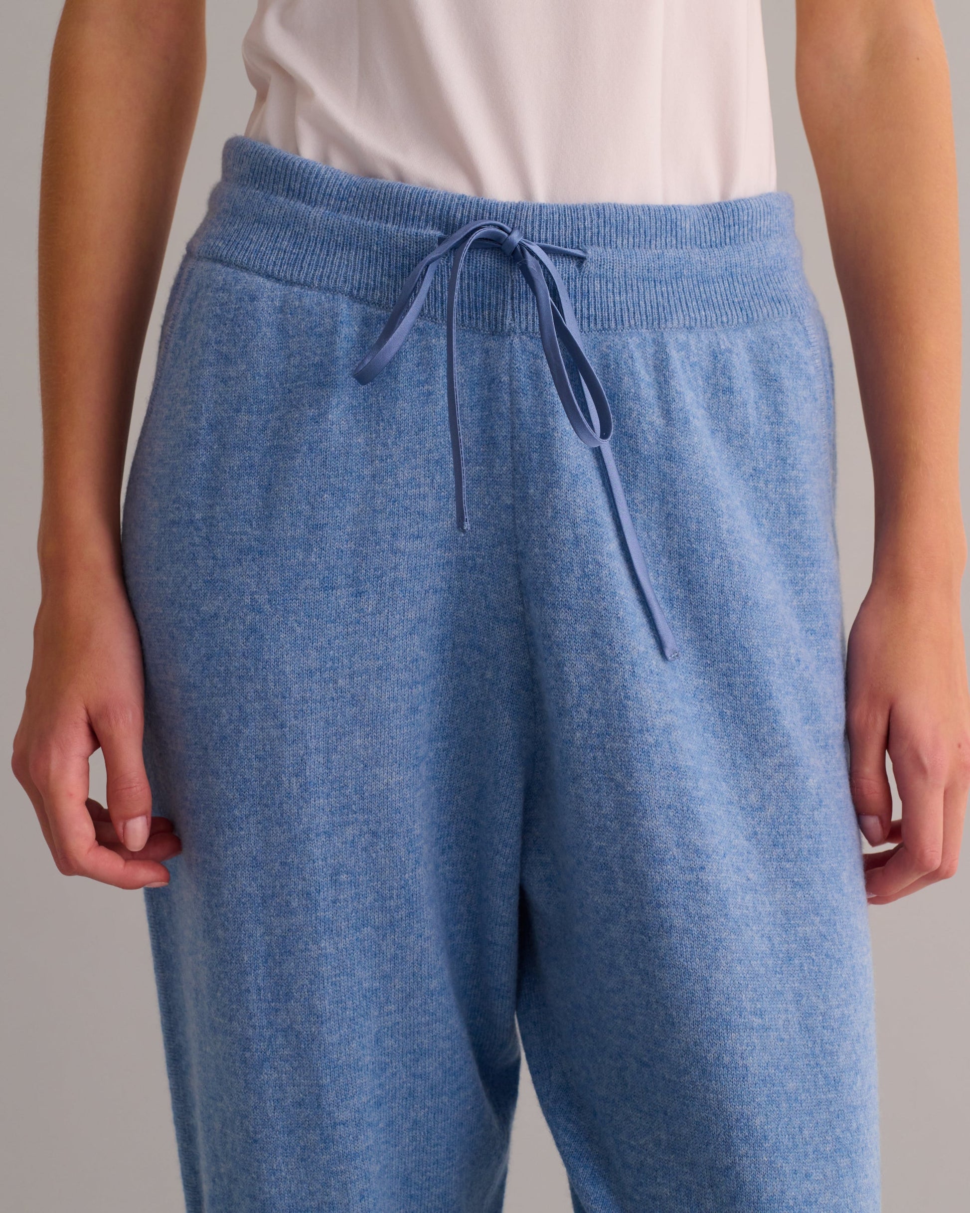 Chambray Blue Cashmere Cuffed Ankle Joggers -