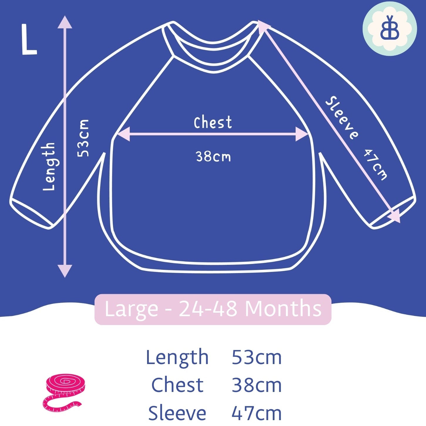 Long Sleeved Baby Bib - Blue Harlequin Large - 24 to 48 Months - Bibs
