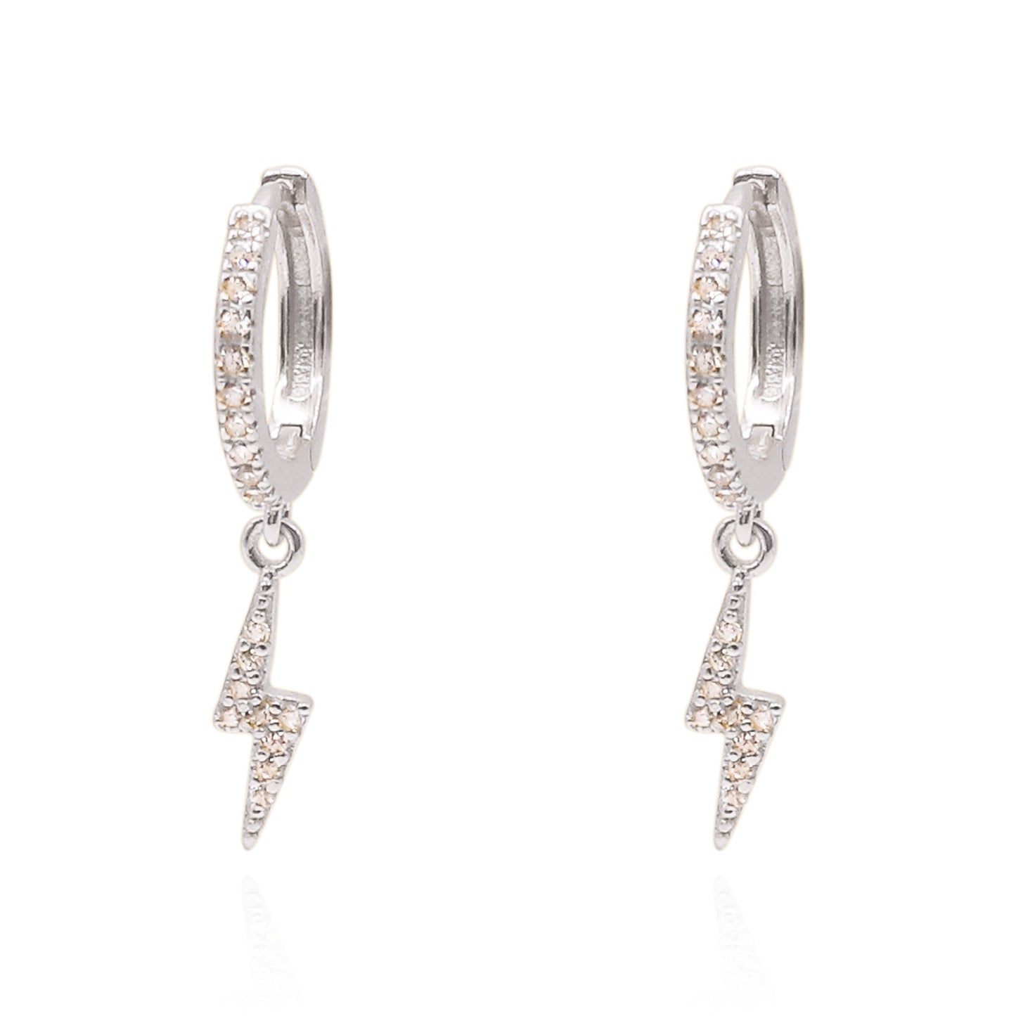 Bridget Lightning Huggie Hoop Earrings | 925 Sterling Silver - Earrings
