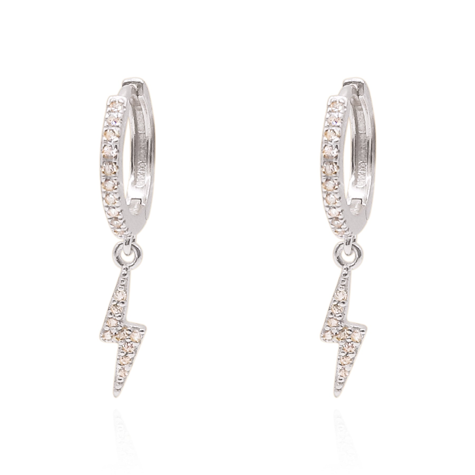 Bridget Lightning Huggie Hoop Earrings | 925 Sterling Silver - Earrings