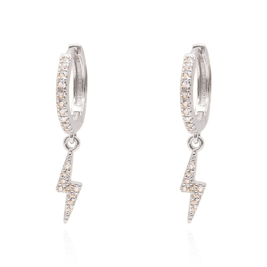 Bridget Lightning Huggie Hoop Earrings | 925 Sterling Silver - Earrings