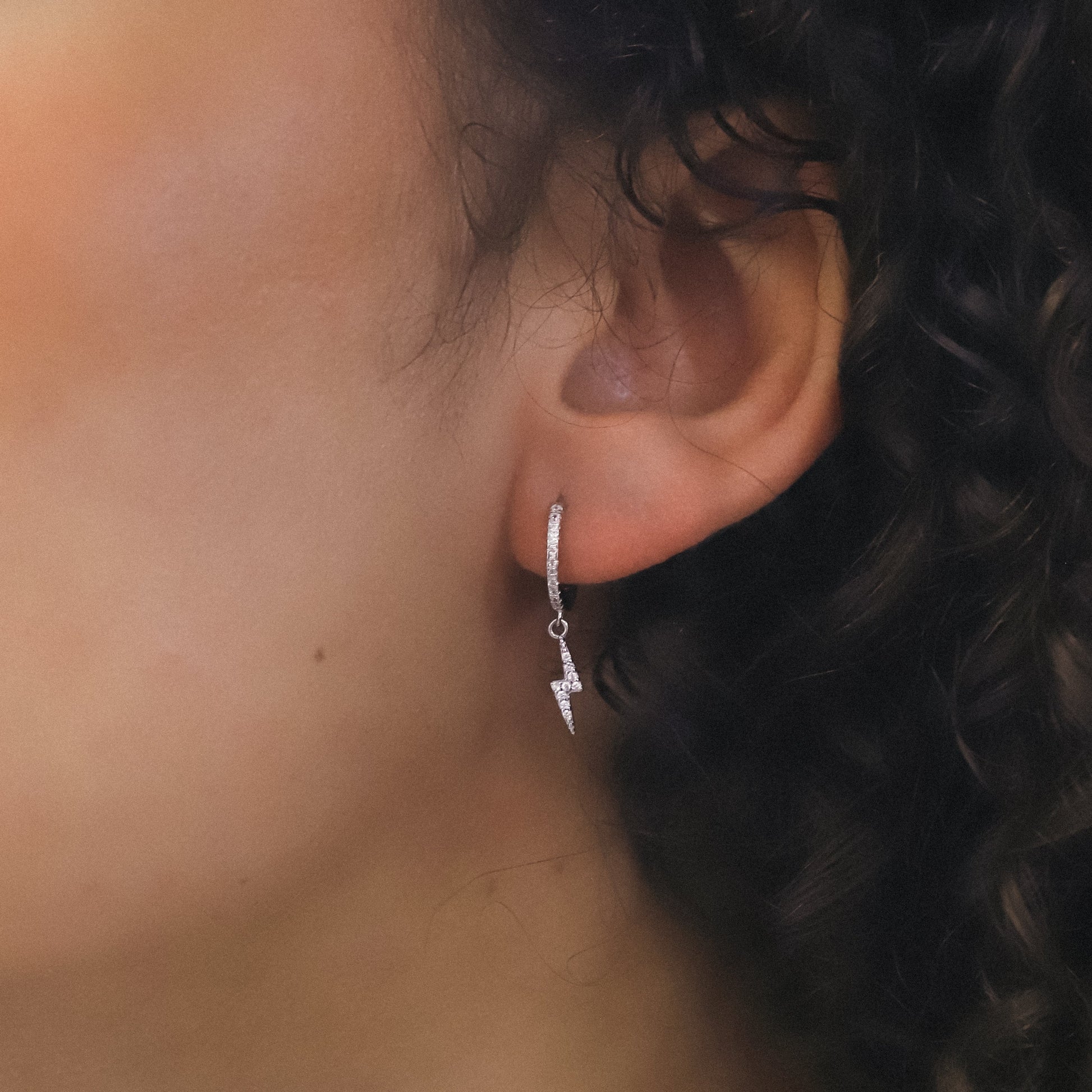 Bridget Lightning Huggie Hoop Earrings | 925 Sterling Silver - Earrings