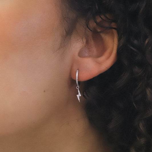 Bridget Lightning Huggie Hoop Earrings | 925 Sterling Silver - Earrings