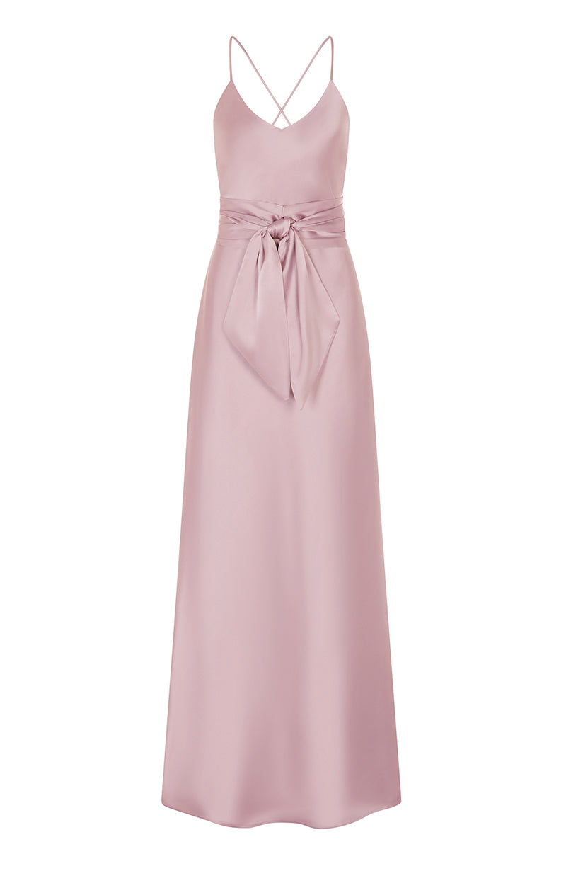 Brooklyn Dress in Rose Pink Satin - Dress