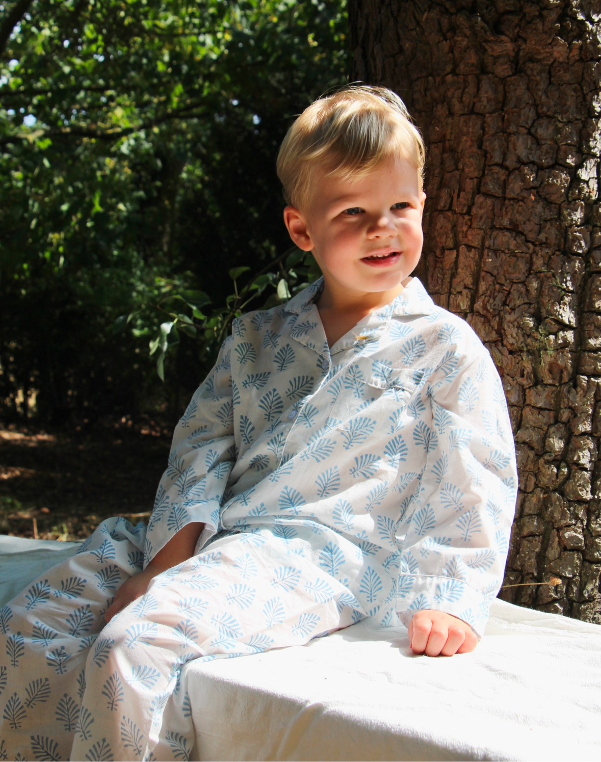 Sky Blue Leaf Pyjamas - Pajamas