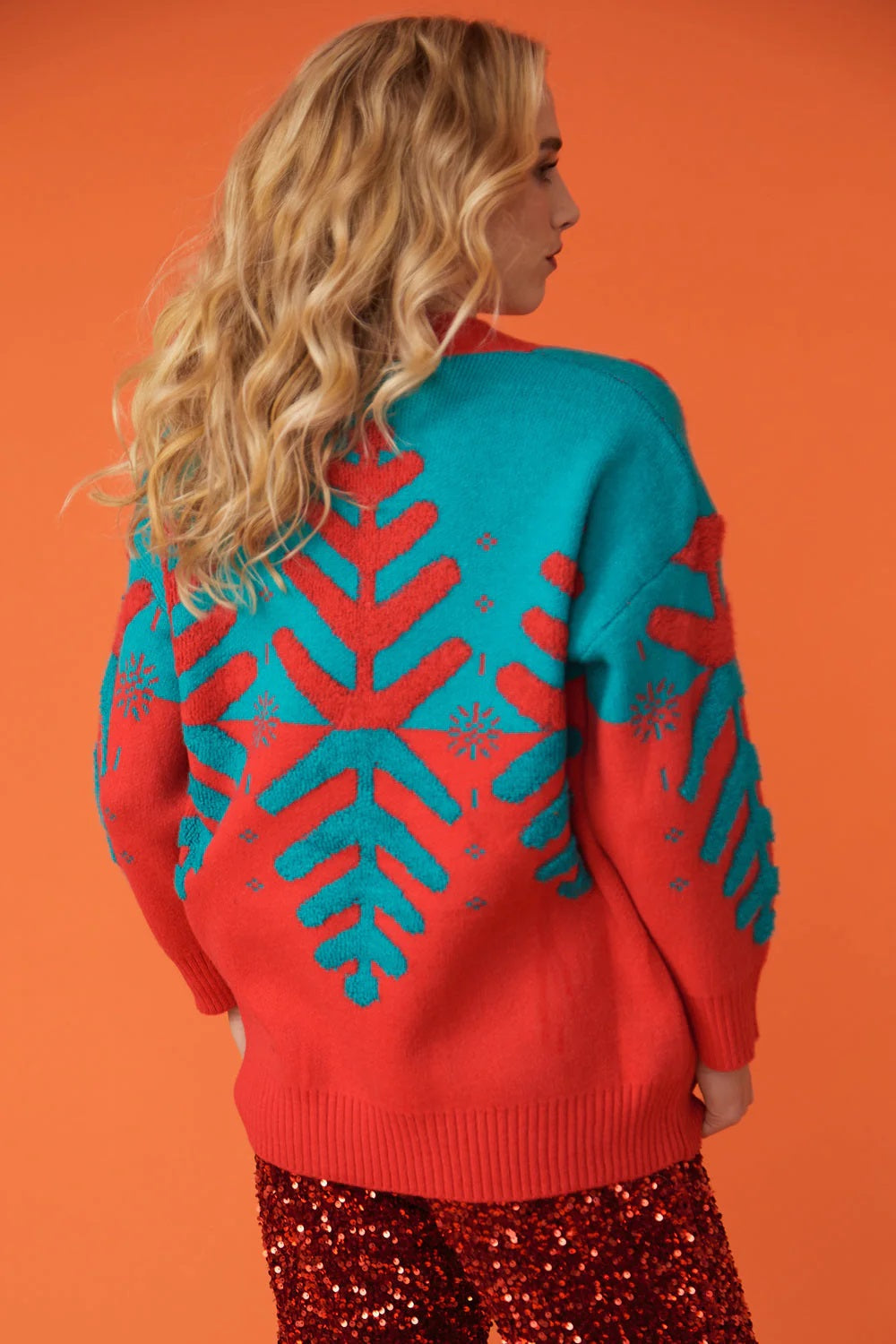 Christmas Tree Red - Green Cashmere Cardigan - Tops