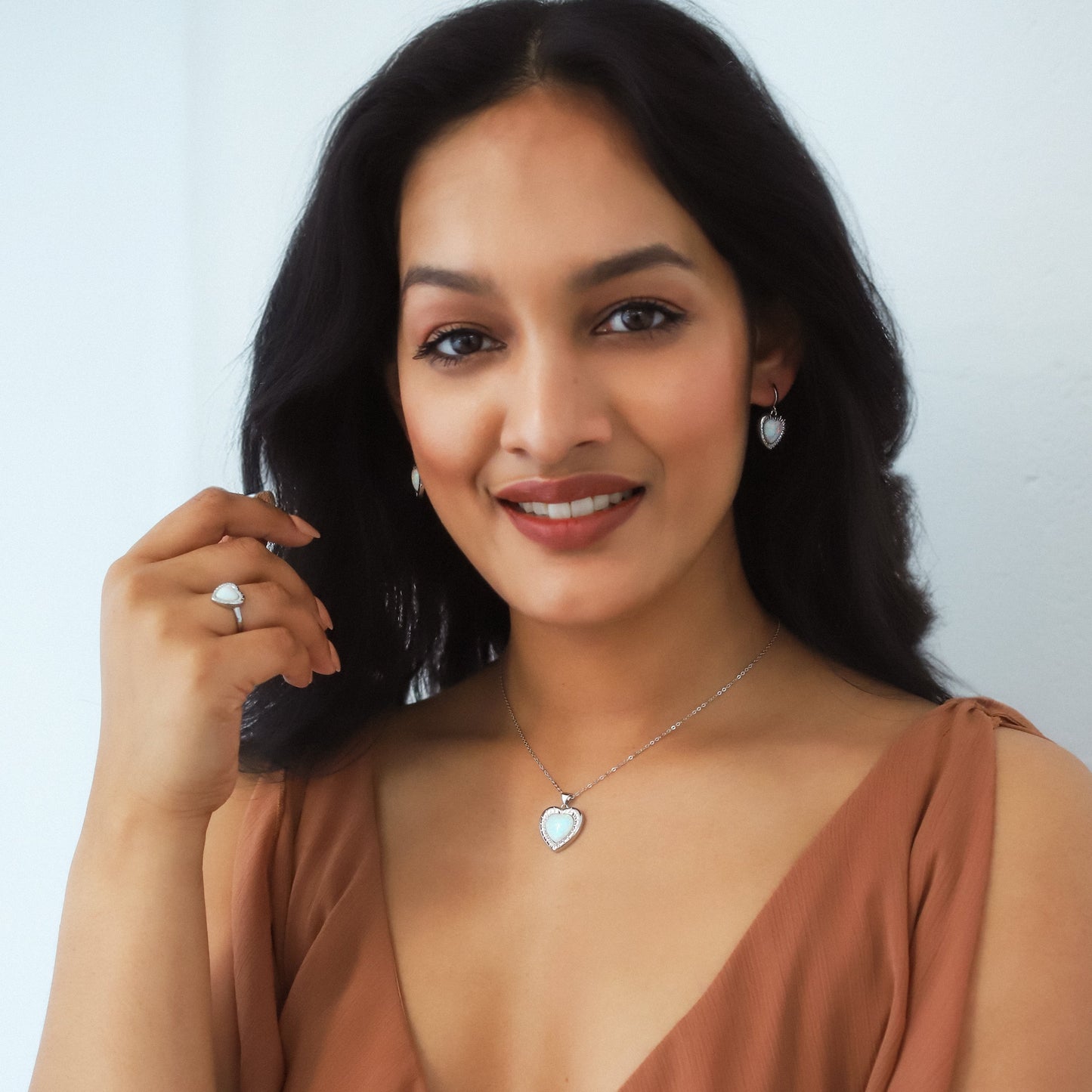 Adore Opal Heart Huggies | 925 Sterling Silver - Earrings