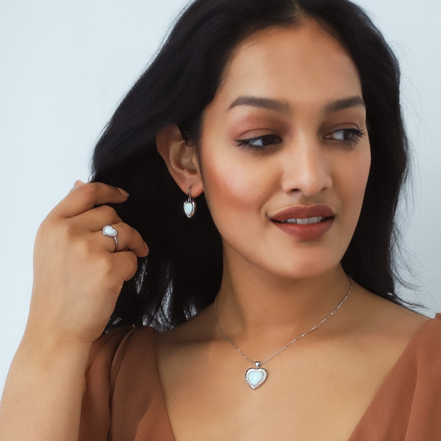 Adore Opal Heart Huggies | 925 Sterling Silver - Earrings