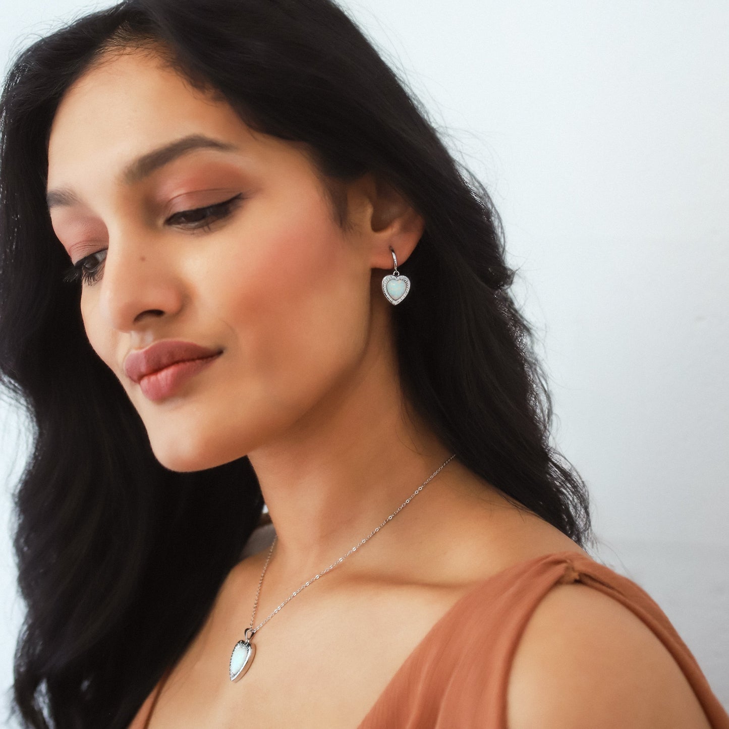 Adore Opal Heart Huggies | 925 Sterling Silver - Earrings