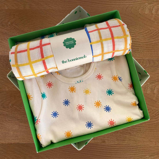 Dreamy & Ditto Set - Baby Playsuit & Muslin Swaddle Blanket Gift Box - Baby Gift Sets