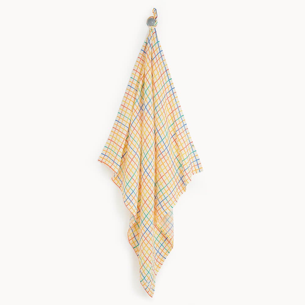 Ditto - Rainbow Check Large Muslin Swaddle Blanket - Swaddling Blankets