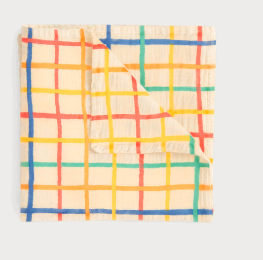 Ditto - Rainbow Check Large Muslin Swaddle Blanket - Swaddling Blankets