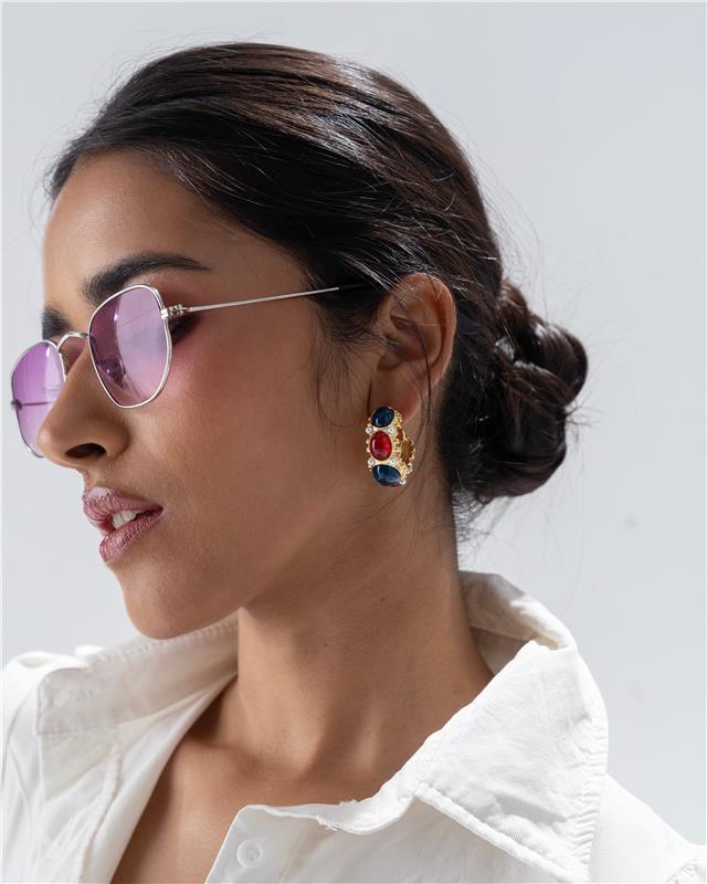 Sahi London Multicolor Hoop Statement Earring - EARRINGS