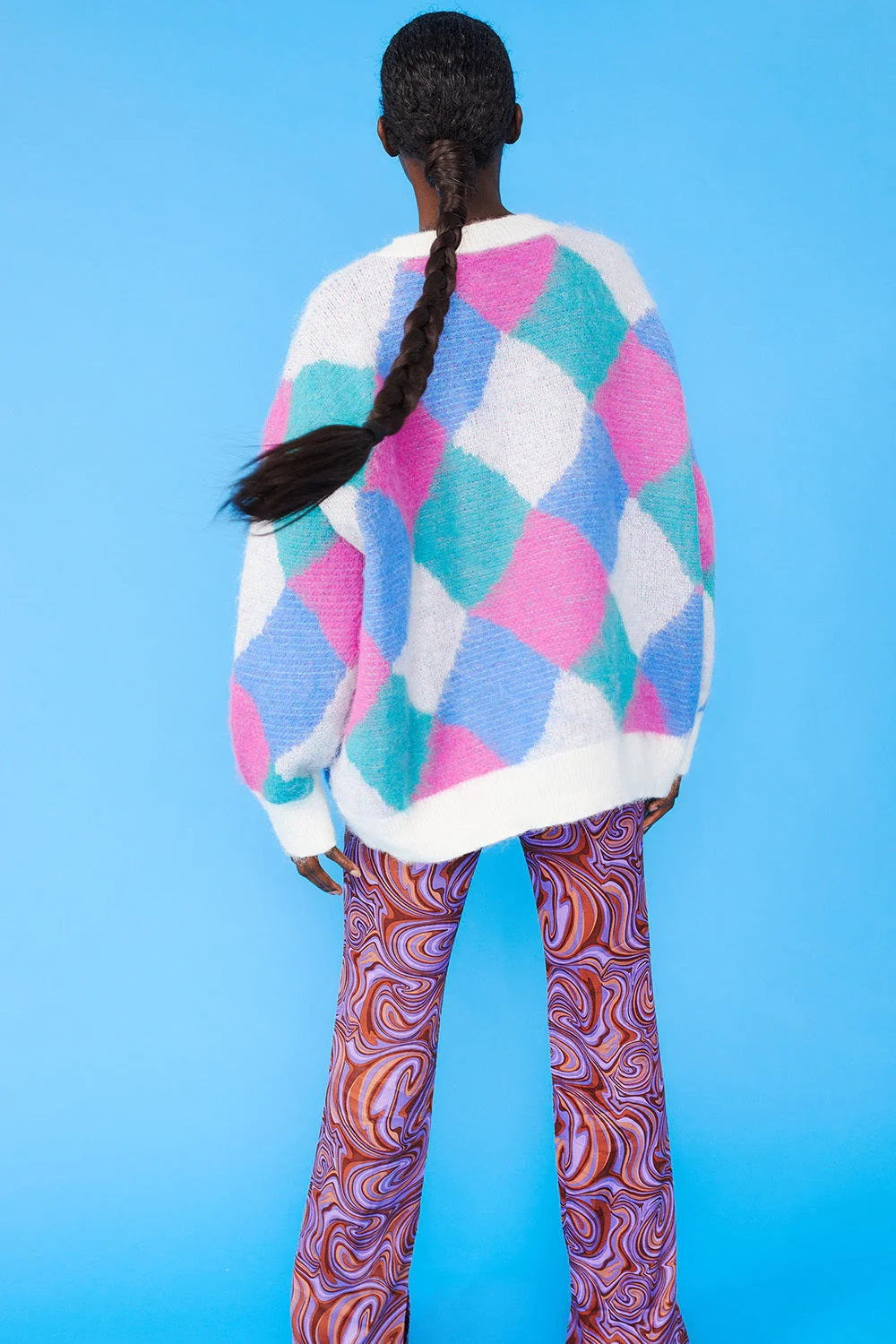 Diamond Design Cashmere Cream Jumper - Tops