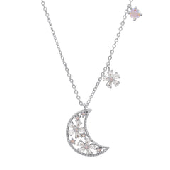 Collier avec pendentif fleur et lune Flora | Argent sterling 925