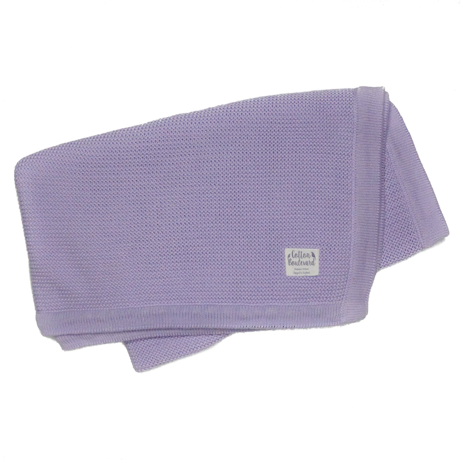 Lavender Organic Cotton Knitted Baby Blanket – 100 X 80cm - Receiving Blankets