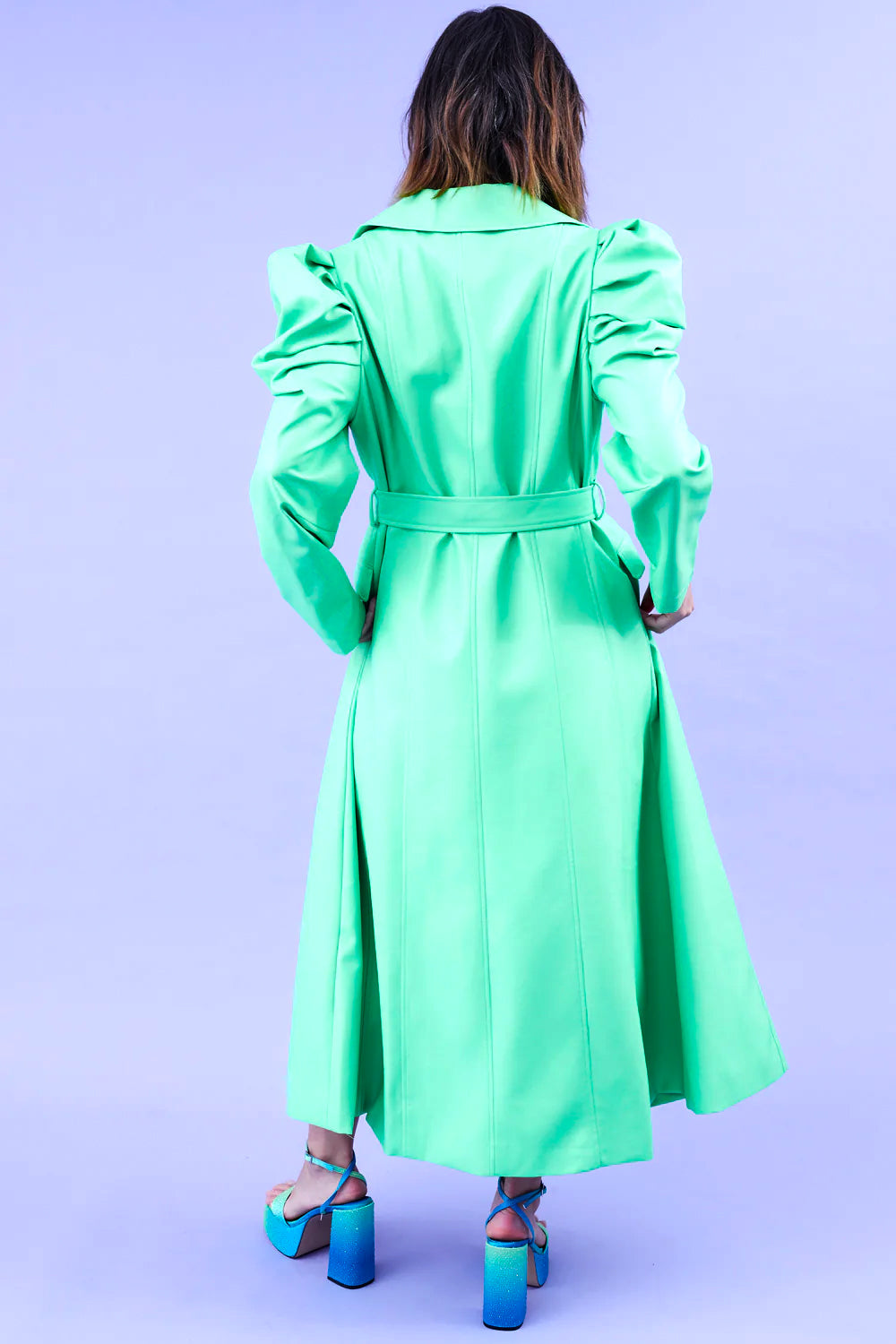Green Eco Leather Grande Maxi Trench Coat - Faux Leather Coats
