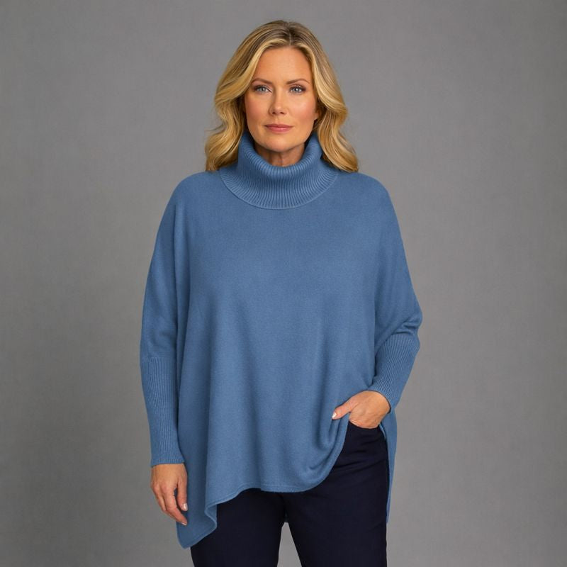 Polo Neck Super Soft Oversized Jumper AIRFORCE BLUE ONE SIZE - Jumper