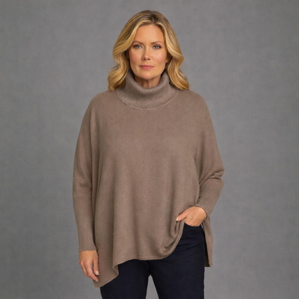 Polo Neck Super Soft Oversized Jumper MOCHA ONE SIZE - Jumper