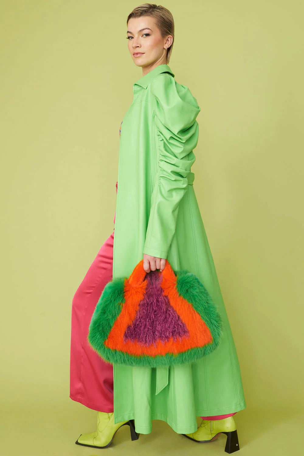 Hand Crafted Bamboo Multicolor Faux Fur Bag - Bags