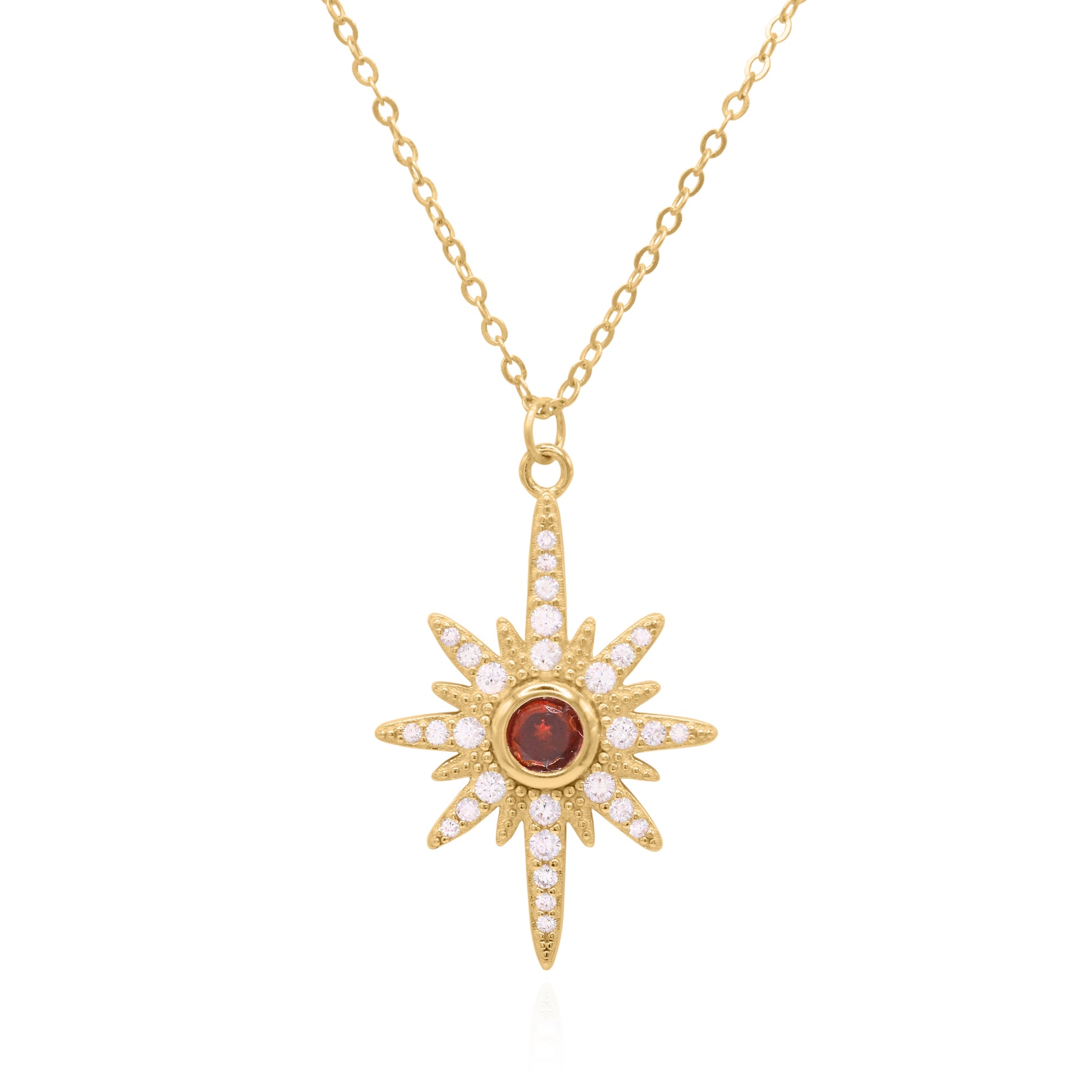 Heidi North Star Birthstone Necklace | 18K Gold Plated January - Necklace