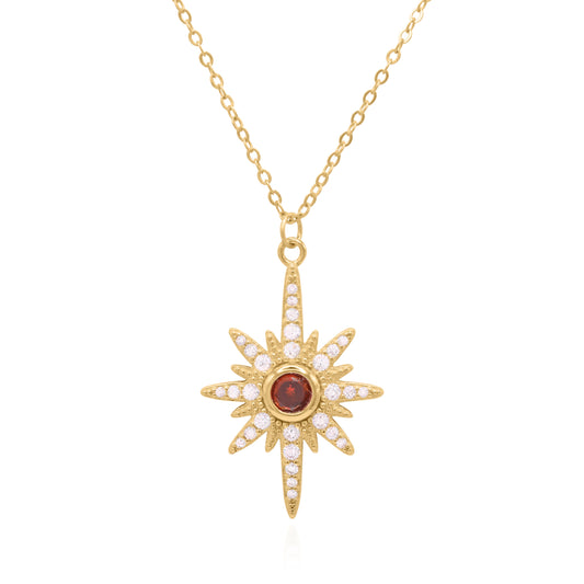 Heidi North Star Birthstone Necklace | 18K Gold Plated January - Necklace