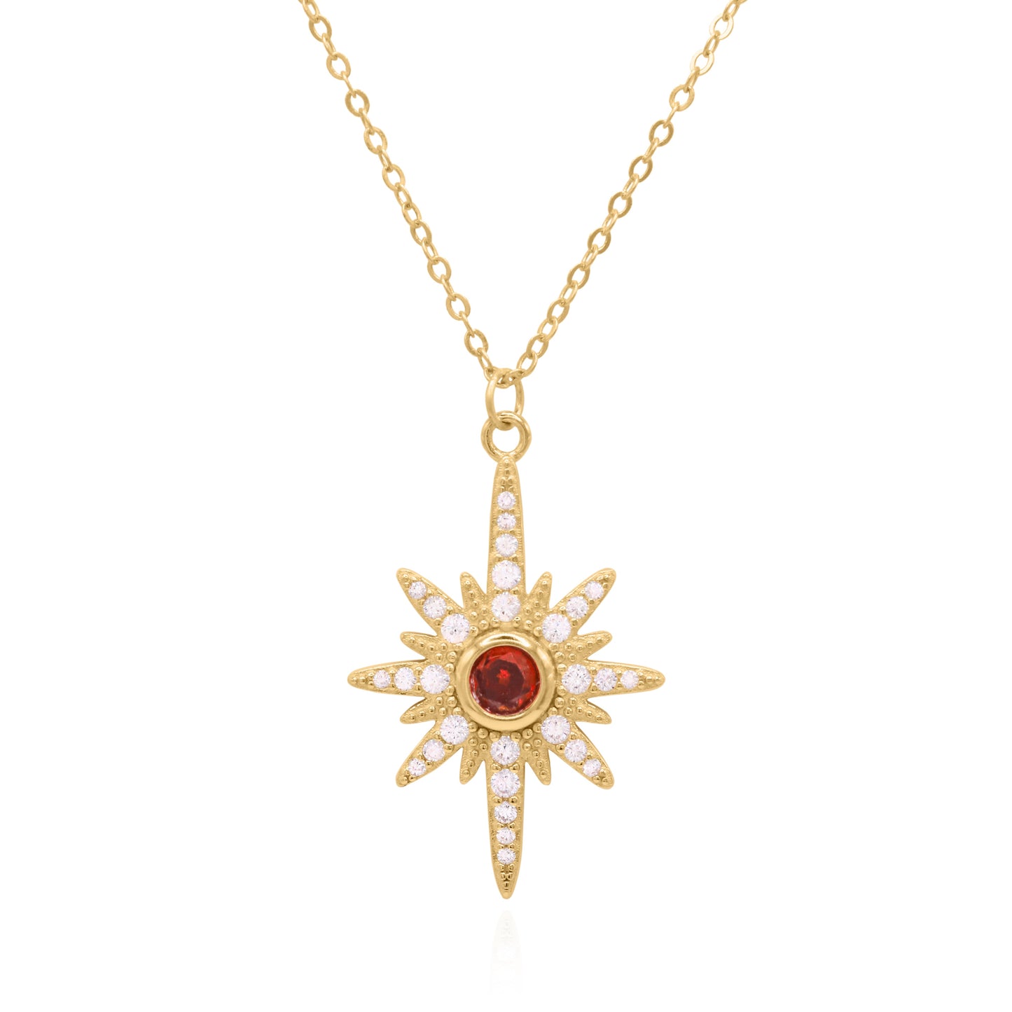Heidi North Star Birthstone Necklace | 18K Gold Plated July - Necklace