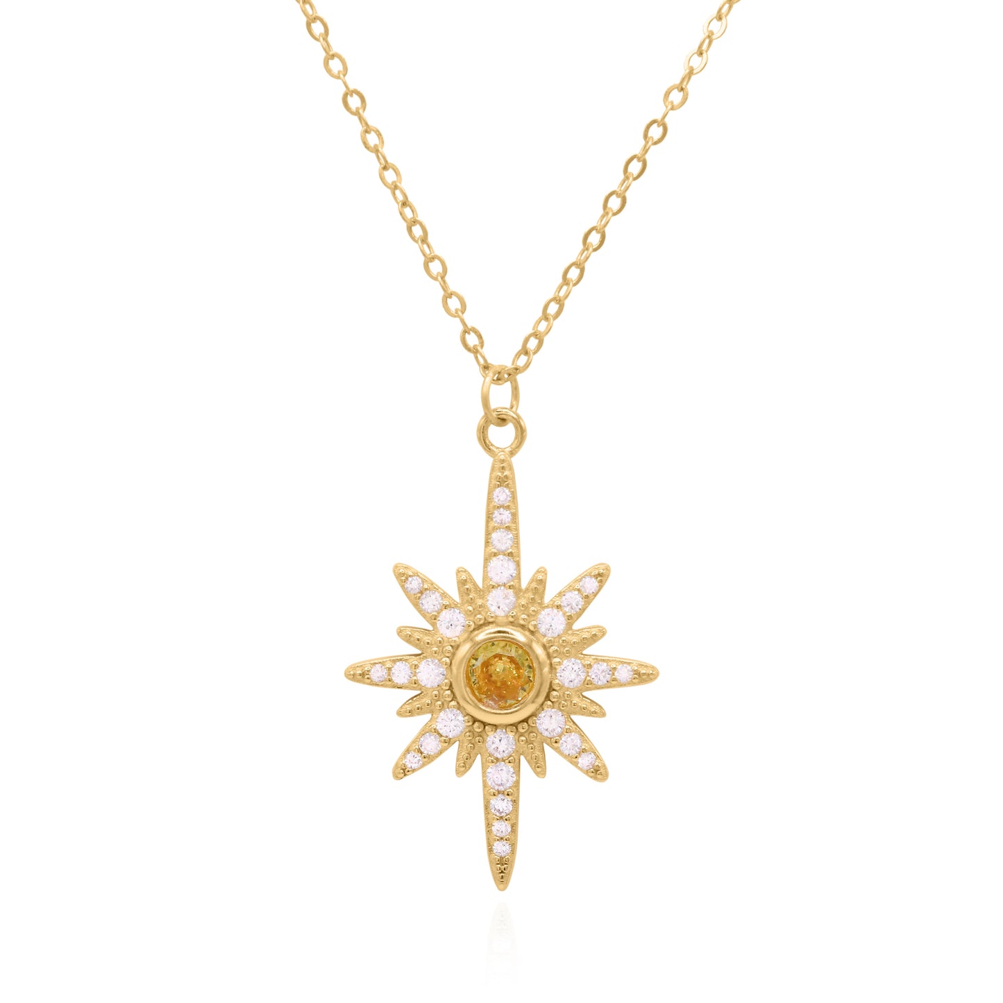 Heidi North Star Birthstone Necklace | 18K Gold Plated November - Necklace