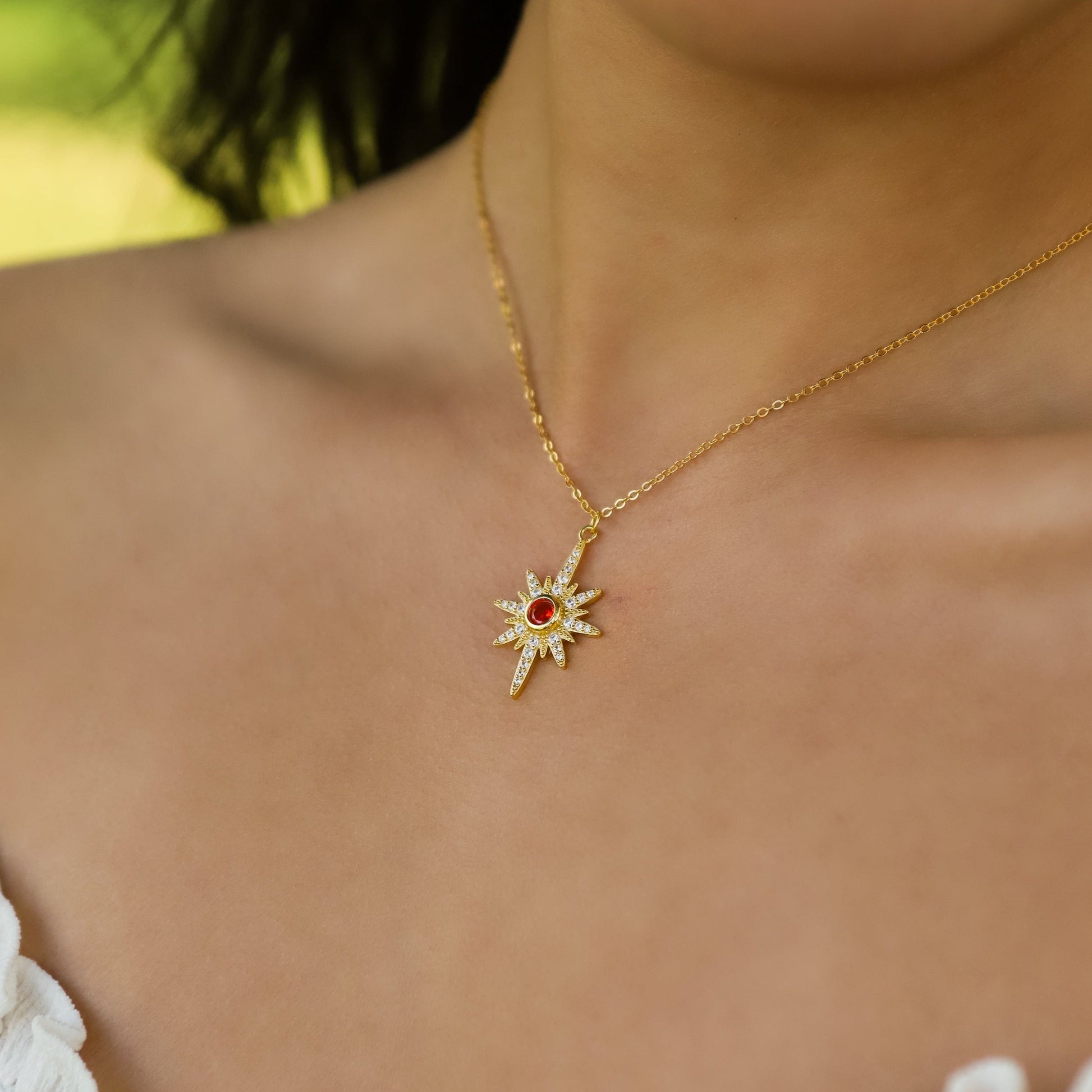 Heidi North Star Birthstone Necklace | 18K Gold Plated - Necklace