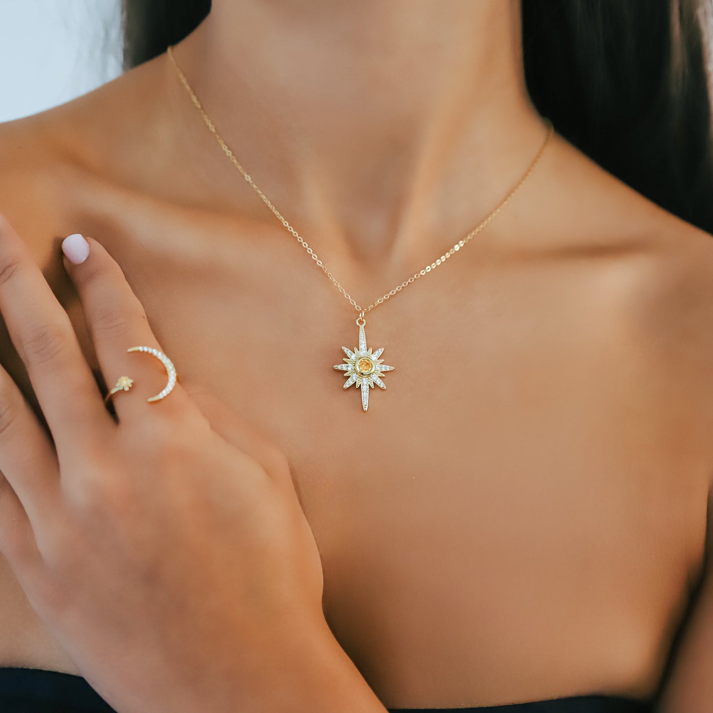 Heidi North Star Birthstone Necklace | 18K Gold Plated - Necklace