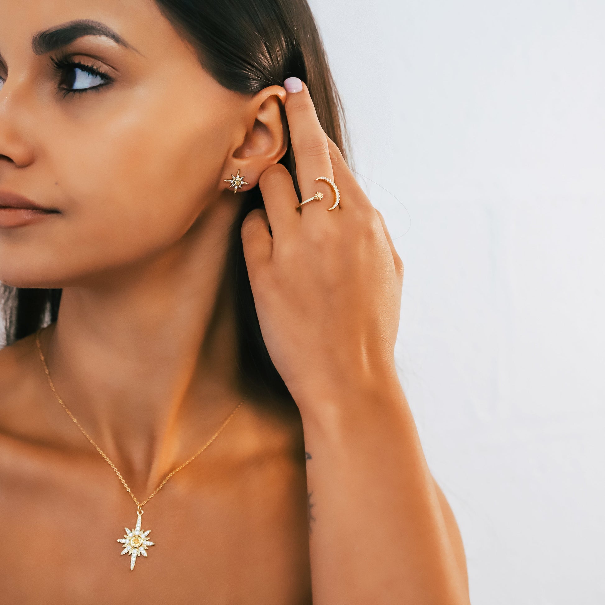Zira Star and Moon Birthstone Ring | 18K Gold Plated - Ring
