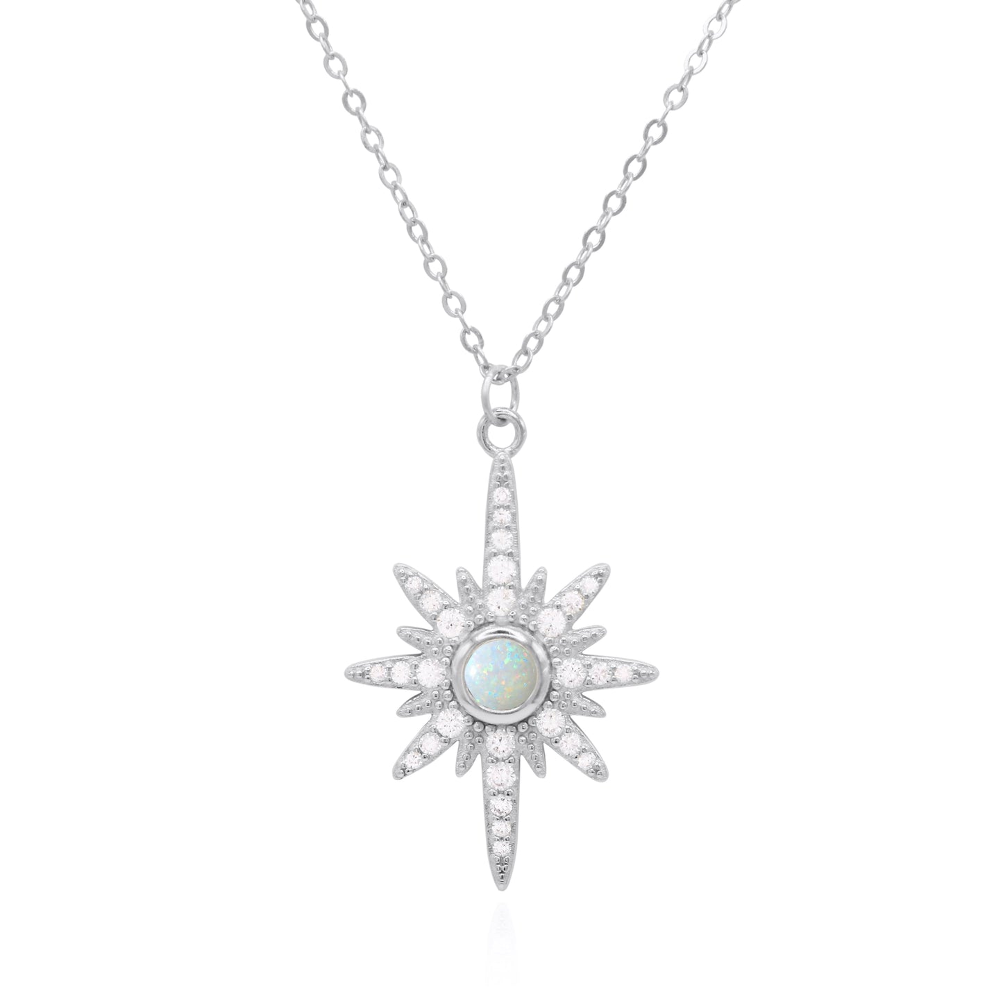 Heidi North Star Birthstone Necklace | 925 Sterling Silver October - Necklace