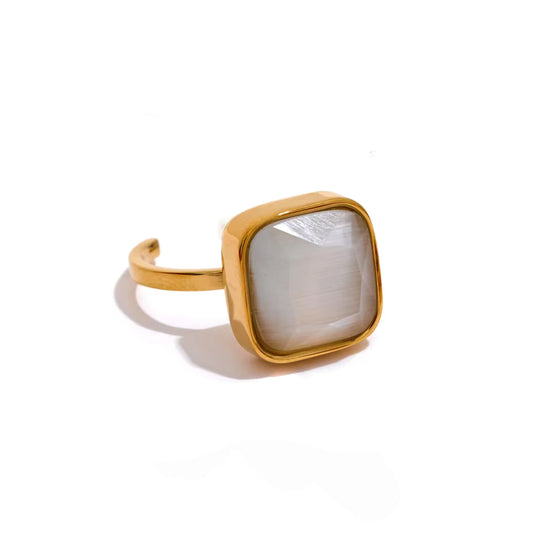 Hestia Luxe 18k Gold Plated White Ring - RING