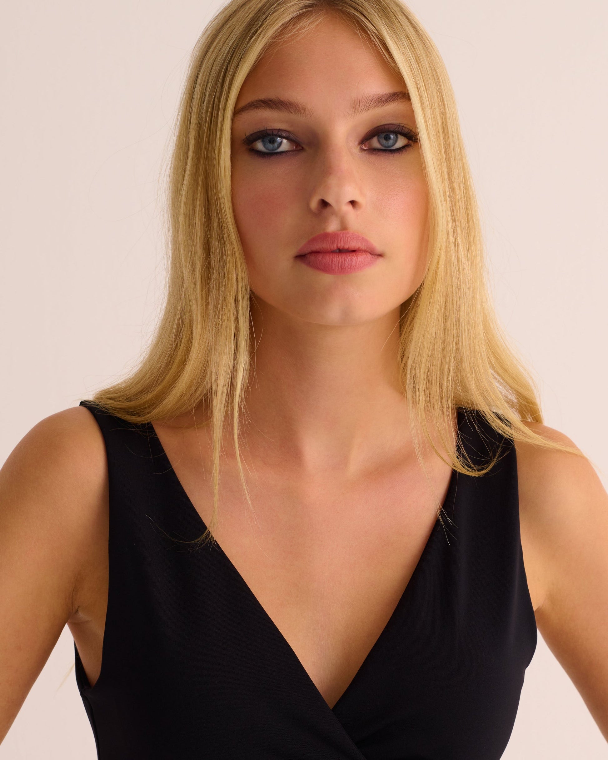 Black Soft Sculpt Hi-Stretch Wrap Dress -