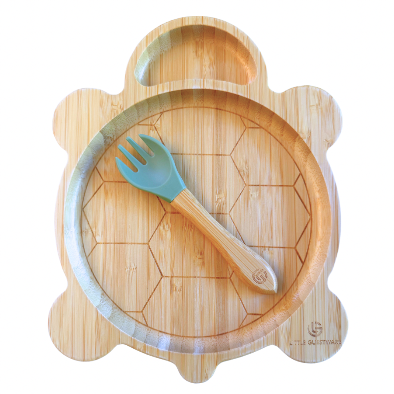 Bamboo Plate & Fork - Turtle - Feeding Plates