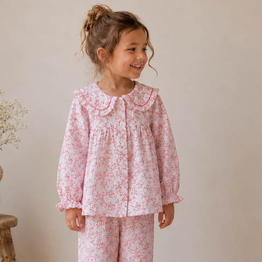 Pink Paisley Organic Muslin Pyjamas - Pajamas