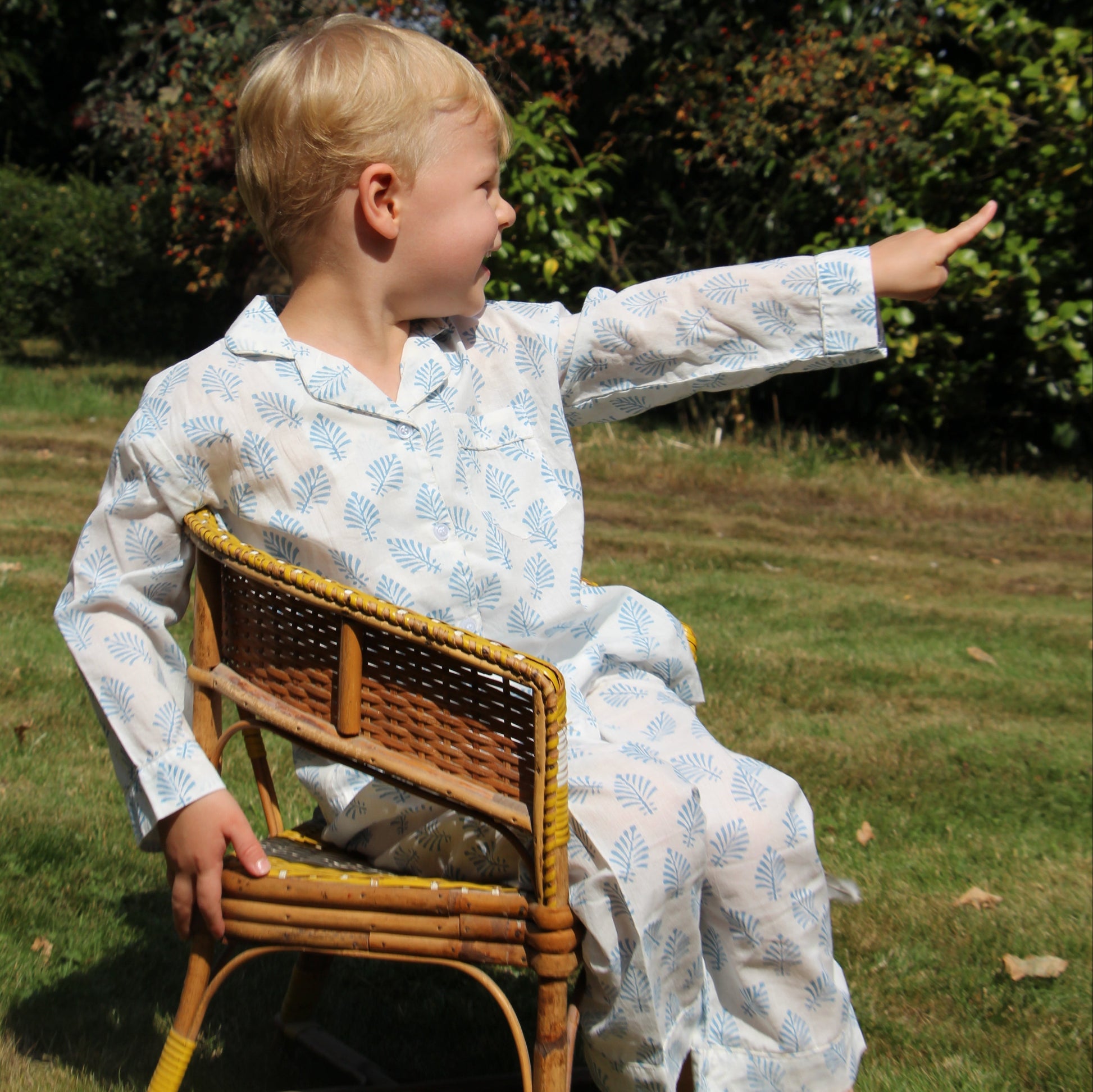 Sky Blue Leaf Pyjamas - Pajamas