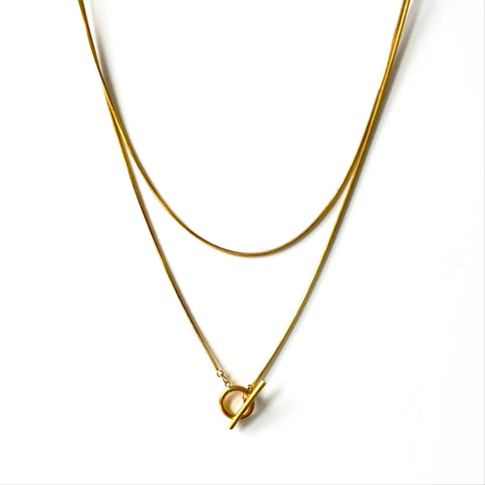 Matilda Luxe 18k Gold Plated Wraparound T Bar Necklace - Necklace