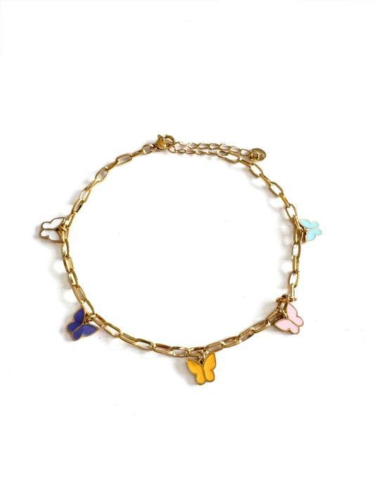 Yareli Luxe 18k Gold Plated Butterfly Charm Anklet - Anklet