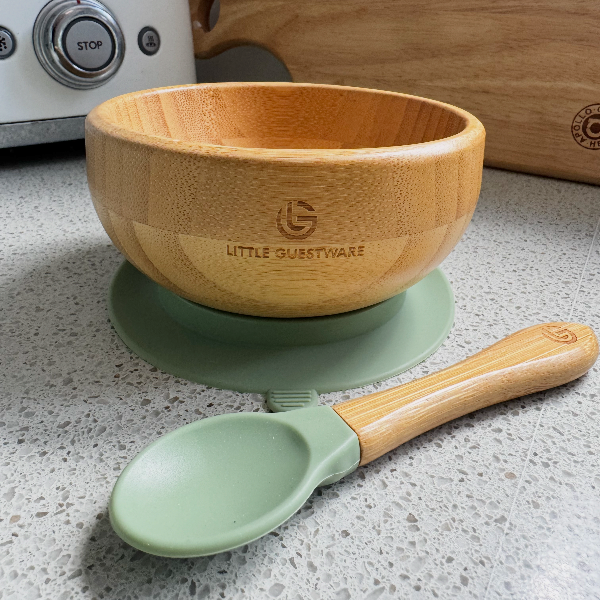 Bamboo Bowl & Spoon Feeding Set - Feeding Bowls