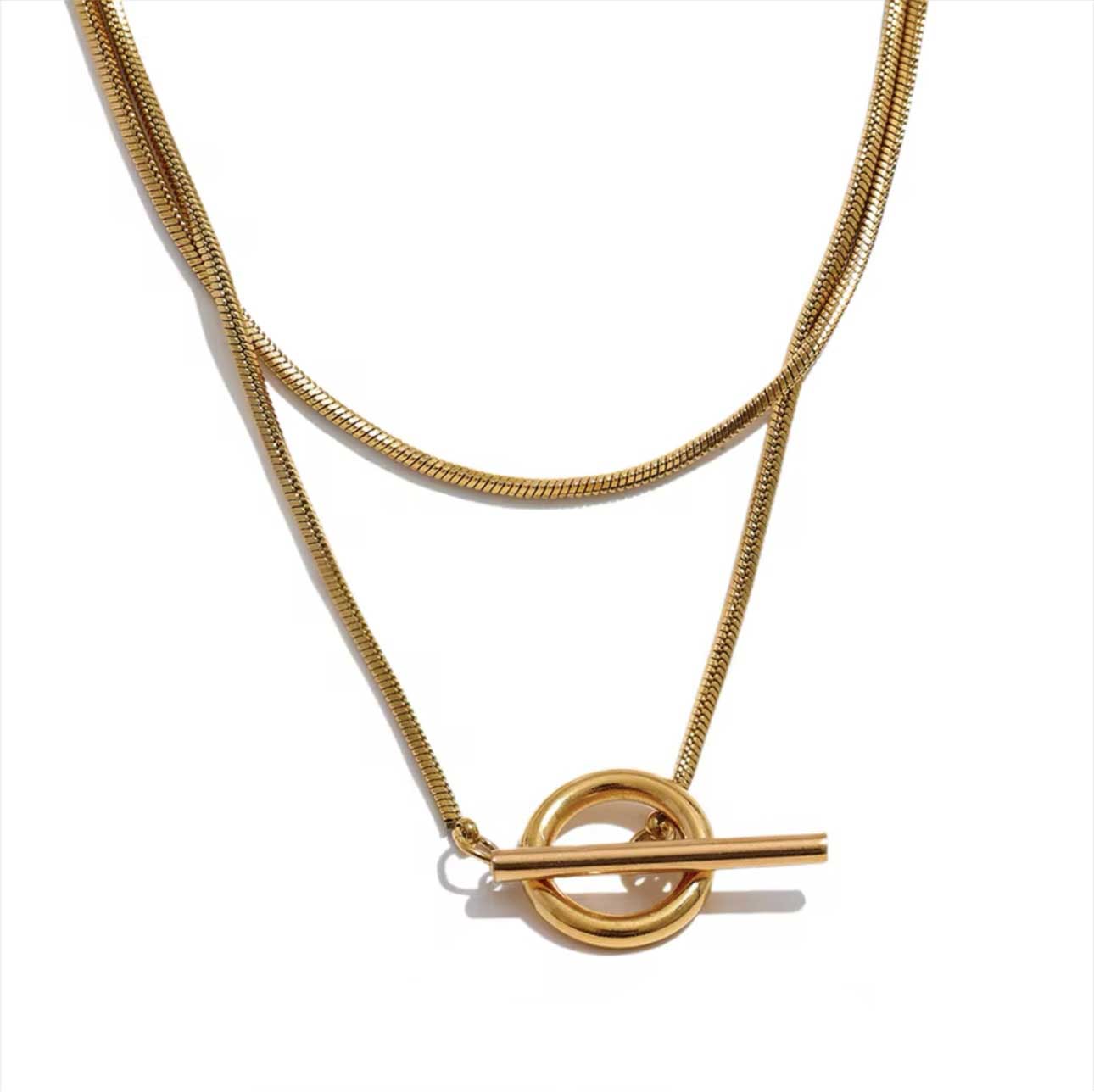 Matilda Luxe 18k Gold Plated Wraparound T Bar Necklace - Necklace