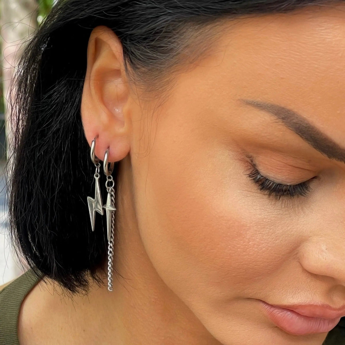 Atlas Lightning Bolt Mismatch Dangle Earrings - Earrings