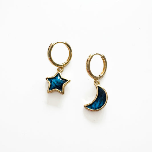 Maeve Mismatch Moon And Star Hoop Earrings - Earrings