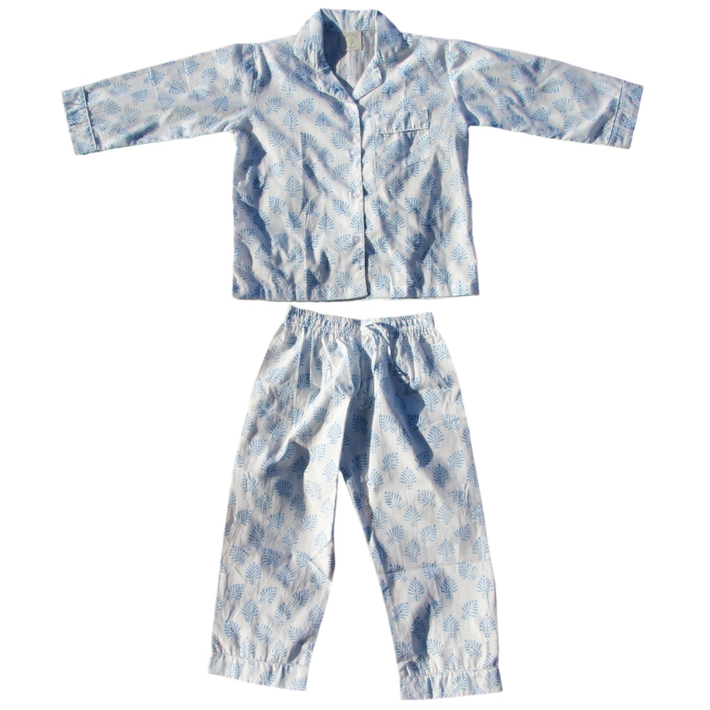 Sky Blue Leaf Pyjamas - Pajamas