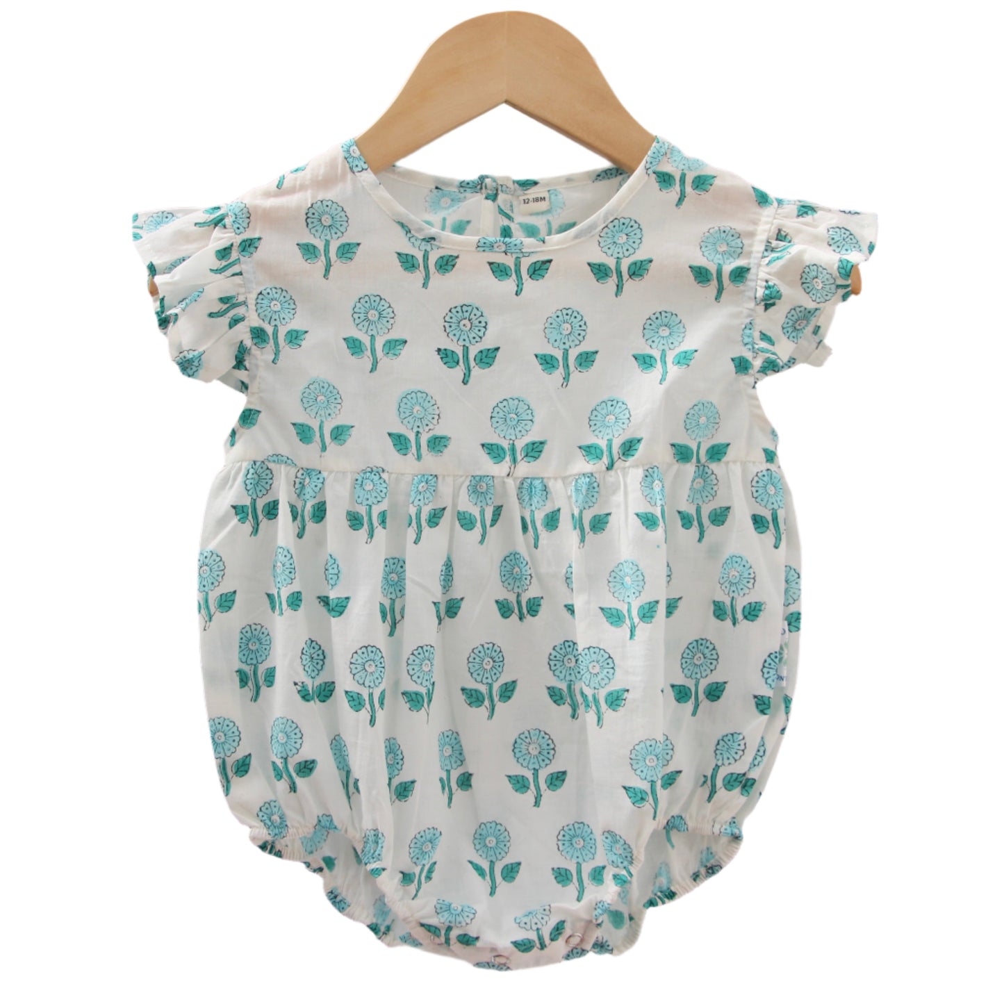 Frilly Bodysuit - Sea Blue Floral - Baby One-Pieces