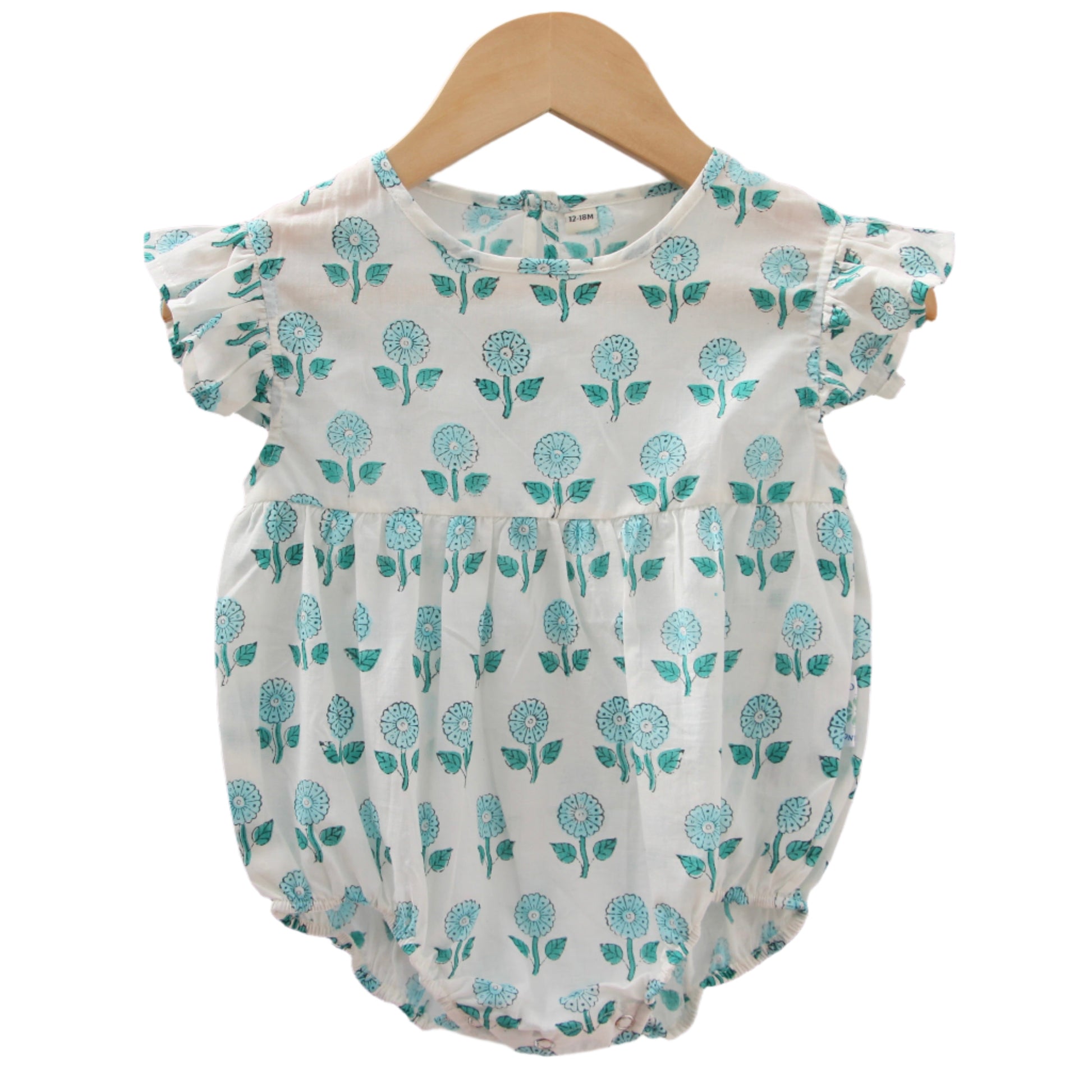 Frilly Bodysuit - Sea Blue Floral - Baby One-Pieces