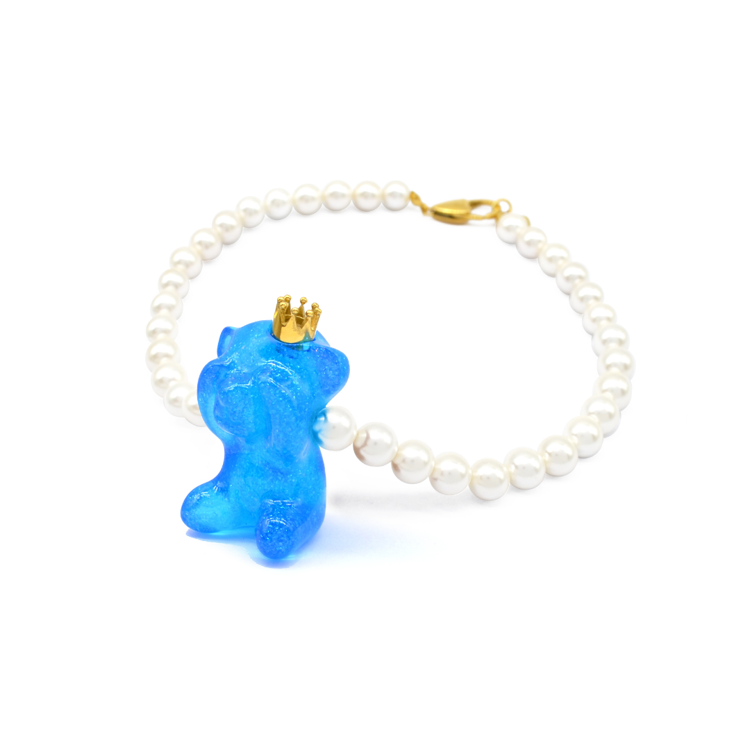 Sahi Polyresin Bear Pendant Necklace Blue - NECKLACE