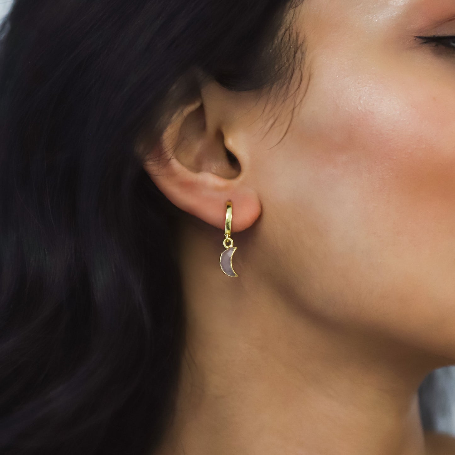 Joni Rose Quartz Star & Moon Charm Huggies | 18K Gold Plated - Earrings